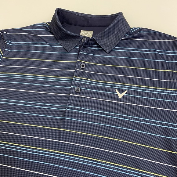 Callaway Other - Callaway Men's Opti-Dri Blue Striped Golf Polo Size Med Short Sleeve Lightweight